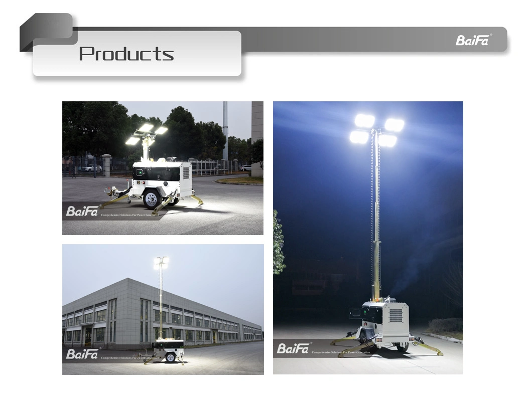 LED Halide Lamp Portable Trailer Outdoor Mobile Lighting Tower Vth9 Powered by Kubota Engine with Manual 9m Mast